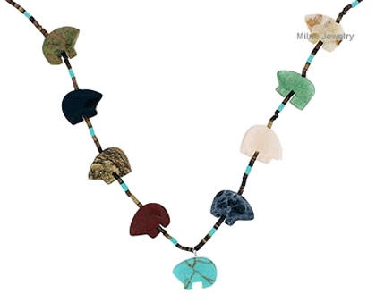 SM-NK183 Nine Hunter Bears Fetish Necklace. Copyright Milne Jewelry