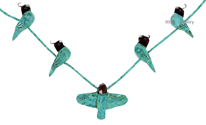SM-NW317KT Kingman Turquoise Quail Fetish Necklace. Copyright Milne Jewelry