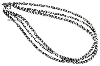 SM-NW336 18 inch 3 Strand Sterling Silver Bead Necklace. Copyright Milne Jewelry