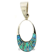 SM-PD362-BOP Oval Channel Inlay Pendant. Copyright Milne Jewelry