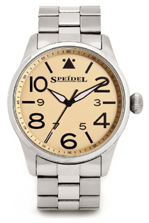 SP-603392302 Speidel Men's Aviator Inspired Pilot Stainless Steel Band Watch. Copyright Speidel & Milne Jewelry.