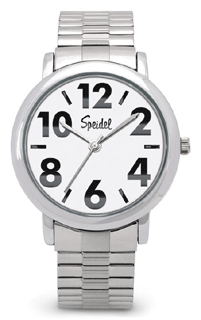 SP-603398002 Men's Large Numeral Expansion Band White Dial Timepiece. Copyright Speidel & Milne Jewelry.