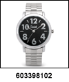 SP-603398102 Men's Large Numeral Expansion Band Black Dial Watch. Copyright Speidel & Milne Jewelry.