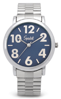 SP-603398202 Men's Large Numeral Expansion Band Blue Dial Watch. Copyright Speidel & Milne Jewelry.