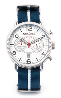 SP-60800730 Speidel Chronograph Slip Through Blue & White Nylon Strap Watch. Copyright Speidel & Milne Jewelry.