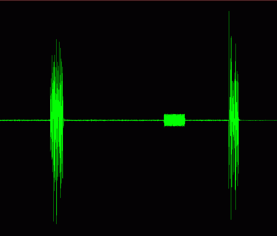 Squelch tail of
a signal going into Farnsworth as heard by a user
listening to Scotts